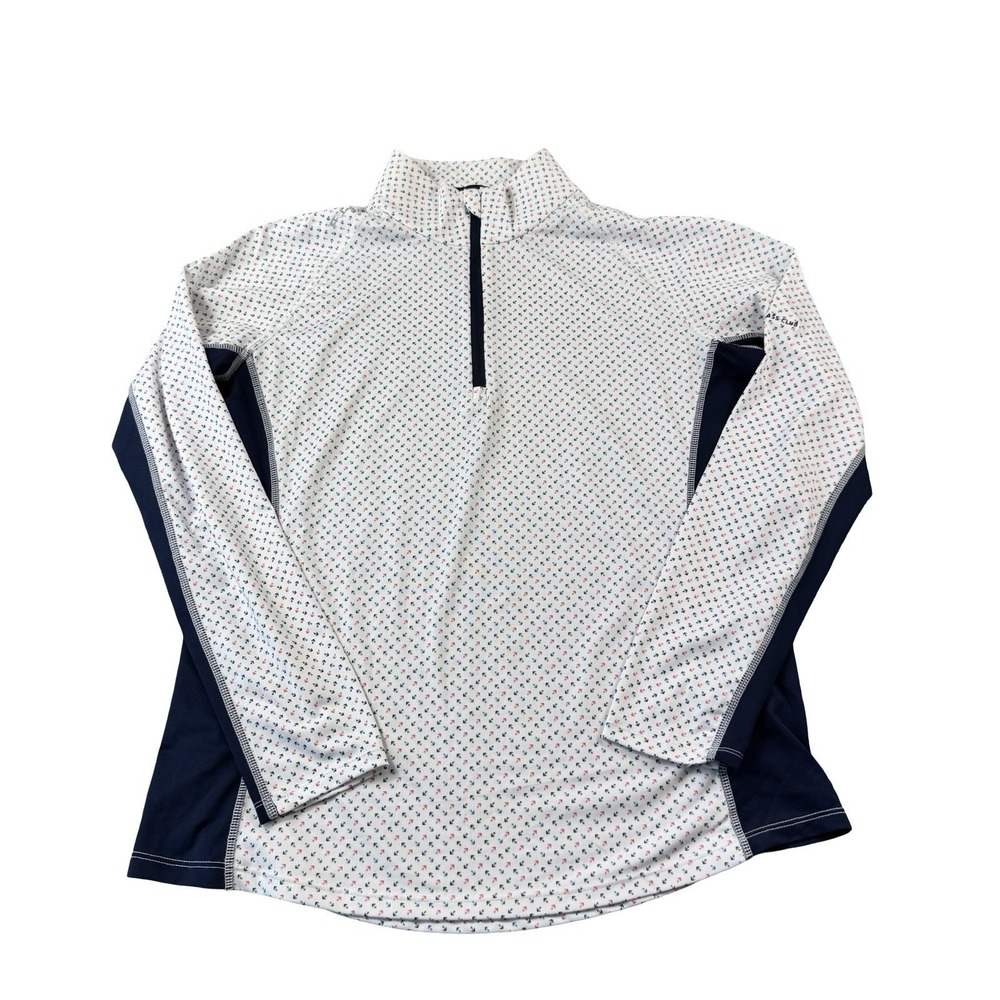 RLX Ralph Lauren Snowmass Club Womens Half Zip Anchor Pullover White Blue M